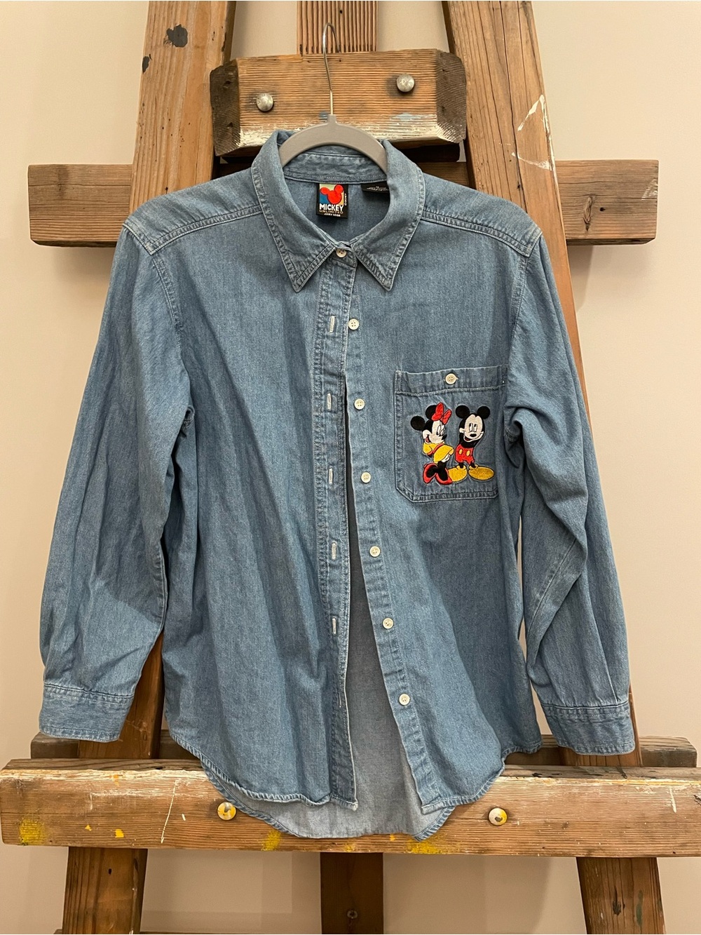 Disney Mickey Unlimited Denim Shirt with Red Logo